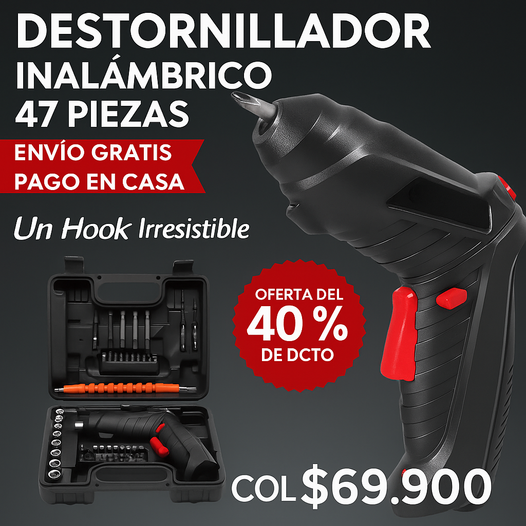 DESTORNILLADOR INALAMBRICO 47 PIEZAS🔥