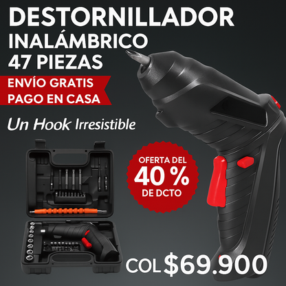DESTORNILLADOR INALAMBRICO 47 PIEZAS🔥